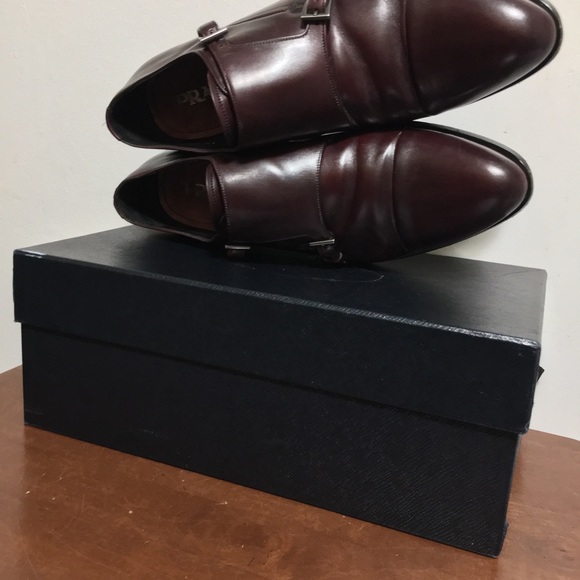 Prada 20A009 Double Monk Strap CapToe Cordovan. Size 10.5. With box and dust bag